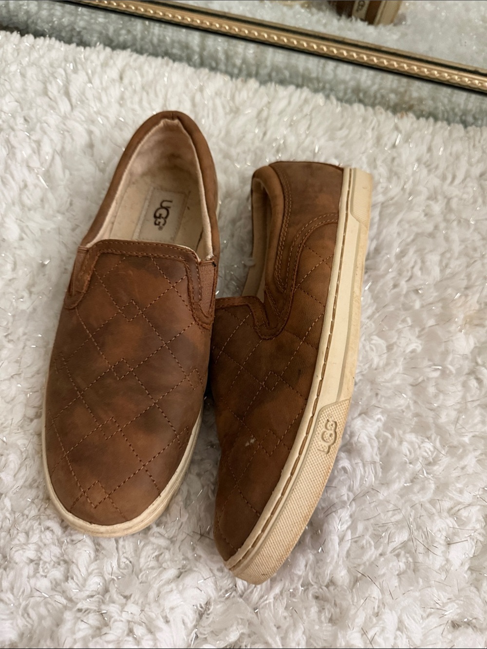 UGG Men’s Brown Quilted Slip-On Loafers